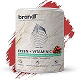 Eisen-Tabletten mit Vitamin C aus der Hagebutte | 20mg Eisen Vitamin C 90mg | Hoch bioverfügbares Eisen-Bisglycinat für Sportler und aktive Menschen by brandl® | XL 120 Stk.