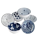 Swuut Keramik Snackschüsseln 6er Set im japanischen Stil, Blau und Weiß Schalen, 11 cm Kleine Reisschüsseln Set, China Suppenschüsseln (11 cm)