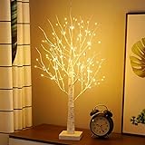 23GUANYI Birke Lichterbaum Innen mit 144 Warmweißer LEDs Licht, USB Led Bonsai Baum Licht Verstellbare Äste Batteriebetrieben Dekobaum, Weihnachten Ostern Party Innendeko