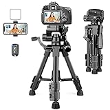 JOILCAN Mini Stativ 63.5cm, Aluminium Kamera Stativ für Cannon/Sony/DSLR Kamera/Video Camcorder/Projektoren, Leichtes Tischstativ Dreibein Stativ für Smartphone mit Handyhalterung & Fernauslöser