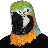 shayulajiao Papagei Maske Tier Latex Vogelkopf Realistische Lustige Maske Halloween Cosplay Kostüm Latex Maske Langer Stil