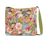 Oilily Rosel Reversible Shoulder Bag Striped Flowers Farbe Dark Green