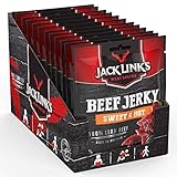 Jack Links Beef Jerky Sweet & Hot – 12er Pack (12 x 70 g) – Proteinreiches Trockenfleisch vom Rind – Getrocknetes High Protein Dörrfleisch