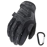 MECHANIX WEAR M-PACT Tactical Einsatz-Handschuh, optimaler Schutz, atmungsaktiv beste Passform + Gear Karabiner, Schwarz Covert, Coyote, Multicam, Wolf Grey, Größe: S,M,L,XL (XL, Schwarz)