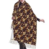 Yaxinduobao Sonnenblumen mit Totenkopf und Handschal, Schal für Damen, Herbst und Winter, modisch, großer Deckenschal für Damen, Siehe Abbildung, One size