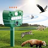 Katzenschreck Ultraschall Solar Katzenabwehr für den Garten mit Sensor und Starkes Blinken + Akustischer Alarm Tierabwehr, Marderschreck, Taubenabwehr Hundeschreck, Frequenz 13,5-34.5 kHz (RC-547)