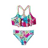 Mädchen Badeanzug Bikini Sommer Schwimmen Sport Bademode Mädchen Hawaiian Schwimmanzug UV Schutz Blickdicht Chlorresistent Anti Pilling, Grün 9T,8-9 Jahre