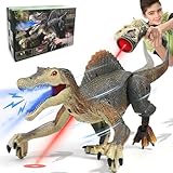 Richgv Fernbedienung Dinosaurier Spielzeug für Kinder 3-10 Jahre Indikator Licht Chasing & Spraying, Realistische RC Dinosaurier Spielzeug Geschenke für Jungen 5 6 7 8 9 10+ Spinosaurus Spielzeug