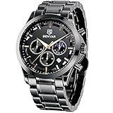 BY BENYAR Uhren Herren Edelstahl Armbanduhr Herren Chronograph Analog Quarz Wasserdicht Herrenuhr Leuchtende Datum Mode Lässig Business-Kleid Uhren Elegantes Geschenk fur Männer