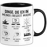 Dinge Die Ich In Meiner Freizeit Mache Angeln Tasse Geschenk Für Angler (Schwarz)