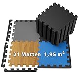 ALPIDEX 1,95 m² Bodenschutz Matte 21 Stück 30 x 30 x 1 cm Fitnessmatte Sportmatte Puzzlematte Unterlegmatte Pool Schutzmatten Turnmatte Bodenmatte Trainingsmatte Platten Gymmatte Black