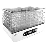 IKARE Dörrautomat, Food Dehydrator mit 5 Einlegefächer, 400W, 35-70°C, 72h-Timer, LED Bildschirm, Obsttrockner 5 Etagen Dörrgerät, für Obst- Fleisch- Früchte-Gemüse-Kräuter, Bpa-Frei