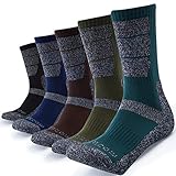 KEECOW Socken Herren 43-46 5 paar Wandersocken Sportsocken Trekkingsocken Arbeitssocken Thermosocken für Herren Atmungsaktiv Baumwolle Hochleistung (Schwarz/Blau/Dunkelgrün) 43-46