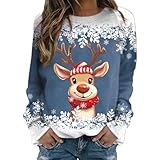 Christmas Sweater Damen Christmas Geweih Trainingsjacke Weihnachtskleid Kuscheljacke Damen Casual Outfit Damen Weihnachtskleider Kapuzen T-Shirt Damen Hoodie Mit Kapuze