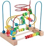 Jacootoys Motorikschleife aus Holz Tier Holzspielzeug mit DREI verschiedenen Schleifen Roller Coaster Motorik Maze Spielzeug für Kinder