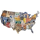 Moritz Blechschild 59 x 39 cm USA Amerika Landkarte Nummernschilder Deko Metallschild Retro Vintage Retro Sprüche lustig