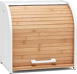 Homefully Doppellagige Brotbox für Küche, Aufbewahrung & Organisation mit Schneidebrett, 2-lagig, extra großer Holz-Rolltop-Brotkasten