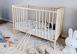 Kids Collective Babybett Kinderbett Gitterbett 60x120 höhenverstellbar & herausnehmbare Sprossen optional mit Matratze | Natur sehr stabil Made in Europe