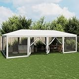 Partyzelt mit 12 Mesh-Seitenteilen Weiß 8x4 m HDPE, ShGaxin Pavillon, Faltpavillon, Canopy, Gartenpavillon, Rennzelt, Partyzelt, Arbeitszelt, Canopy Tent - 4010071