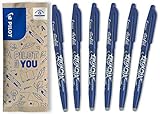 Pilot Pen FriXion Ball, radierbarer Tintenroller, 6er Set (Blau) ..