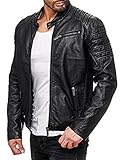 Red Bridge Herren Jacke Kunst- Lederjacke Biker MC Black Übergangsjacke Schwarz M