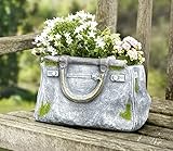 Dekoleidenschaft Pflanzer Handtasche in Stein Optik, Pflanztopf in Taschenform, Blumentopf, Pflanzgefäß, Gartendeko für Draußen, Pflanzschale