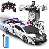 Ferngesteuertes Auto, 2 in 1 Transformator Ferngesteuerte Roboter Kinder Auto 360° Drehung RC Polizeiauto mit Batterie, Spielzeug ab 3 4 5 6 7 8 9 Jahre Mädchen Geschenke Spiele Junge Geschenkideen