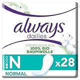 Always Daily Slipeinlagen Damen, Normal (28 Binden) Organic Cotton Protection, sicherer Schutz und Oberfläche 100% Bio-Baumwolle