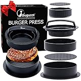 Bugucat Burgerpresse,Burger Patty Presse 3 in 1 Set,Hamburgerpresse Hamburger Patty Maker Perfekte Burger Grillzubehör Spülmaschinenfeste mit 100 Patty Papers für Burger Grill Patties Frikadellen