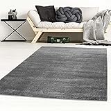 Taracarpet Kurzflor-Designer Uni Teppich extra weich fürs Wohnzimmer, Schlafzimmer, Esszimmer oder Kinderzimmer Gala dunkel-grau 060x090 cm