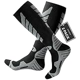 wanchel Merinowoll-Skisocken - 2 Paar knielange Skisocken, winterwarme Snowboard-Thermosocken, Kälteschutzsocken für Herren Damen