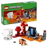 Lego Minecraft Hinterhalt am Netherportal, Gaming-Spielzeug im Nether für Kinder mit Kampfszenen und legendären Figuren inkl. Ghast, Geschenk für Gamer-Jungs und Mädchen ab 8 Jahren 21255