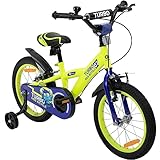 Actionbikes Kinderfahrrad Turbo - 16 Zoll - V-Brake Bremsen - Freilauf - Kettenschutz - Stützräder - Luftbereifung - Kinder Fahrrad - Laufrad - Lenkerschutz - Von 4-7 Jahren (Turbo 16 Zoll)