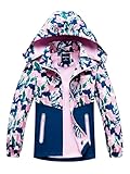 SERENYOU Mädchen Übergangsjacke Gefütterte Regenjacke Kinder Winddicht Warme Matschjacke mit Abtrennbare Kapuze DE:134-140 (manufacturers's size: 140) Stil 4