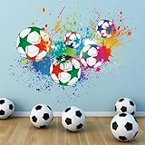 TOARTI Bunter Fußball Wandaufkleber Fußball Wandsticker Kinderzimmer Football Wandtattoo Aufkleber für Jungen Mädchenzimmer Fußball Wandsticker Deko für Babyzimmer Baby Jungenzimmer