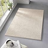 Taracarpet Teppich Kurzflor weicher Designer Uni Bodenbelag Madrid fürs Wohnzimmer, Kinderzimmer, Schlafzimmer und die Küche geeignet Creme Weiss 080x150 cm