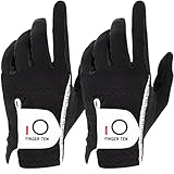 FINGER TEN Golfhandschuhe Herren Links Rechts Golf Handschuh Wert 2 Stück (Not Paar) Golfhandschuh für Männer Golfer, Allwetter Mikrofaser Rain Grip (Tinte ML, Links)