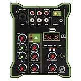 BIOBIE Mini-Sound-Mixer-Board, 5-Kanal-DJ-Controller-Audio-Mixer Mit Zweiband-Entzerrung, Integriertem Reverb-Effekt, USB-Wiedergabe Und Bluetooth, Für Live-Streaming/Podcasting/Gaming