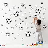 52 Stück Fußball-Aufkleber,Fußball-Wandaufkleber, Wandkunst, DIY, Fußball-Dekoration, Aufkleber für Kinderzimmer, Jungen, Teenager, Mädchen, Schlafzimmer, Spielzimmer, Wohnzimmer, Fenster