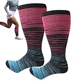 Kompressionsstrümpfe für Damen, extra breite Wadenstrümpfe, Übergröße, breite Waden, kniehohe Socken für Unterstützung, hot pink, XXXL