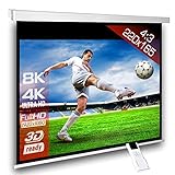 SlenderLine Motorleinwand 220 x 165cm|1,2 Gain|Format 4:3|schwarzer Vorlauf 20cm|3D|FULL-HD 4K 8K Ultra-HD|Leinwand für Heimkino & Präsentation | geeignet für LCD DLP & LED Videoprojektoren