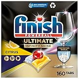 Finish Ultimate Infinity Shine Citrus Spülmaschinentabs – Geschirrspültabs für Tiefenreinigung, Fettlösekraft und Glanz mit Schutzschild – 2x80 Finish Caps