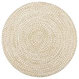 vidaXL Teppich Handgefertigt Kurzflor Wohnzimmerteppich Handwebteppich Juteteppich Läufer Schlafzimmer Flur Jute Geflochten Weiß Natur 120cm