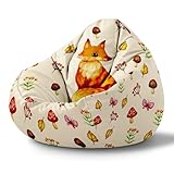 DreamRoots Sitzsack Kinder mit füllung - Sitzkissen Kinder Boden - Kinderzimmer Möbel - Sitzsäcke fürs kinderzimmer - Bean Bag Kinder S Little Fox