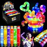 Pop Tubes Leuchtend, 24 Stück LED Pop Tubes Fidget Toys, Knicklicht Pop Tubes Kinder LED, Leuchtstäbe Leuchtende Armbänder Party Deko, Weihnachten Halloween mitgebsel Kindergeburtstag Gastgeschenke