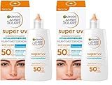 Garnier Antioxidatives Super UV-Sonnenschutz-Fluid mit LSF 50+, Leichte und nicht fettende Sonnencreme mit Hyaluronsäure, Ambre Solaire, 40 ml (Packung mit 2)