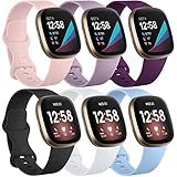 Charlam 6 Pack Ersatzarmband Kompatibel mit Fitbit Versa 3/ Versa 4/ Fitbit Sense/Sense 2 Armband, Weiches Uhrenarmband Sports Watch Armbänder für Damen Herren, Klein