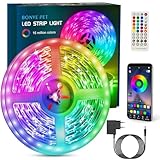 Bonve Pet LED Strip 6m, Bluetooth RGB LED Streifen, Farbwechsel LED Lichterkette mit Steuerbar via App, 16 Mio. Farben, Fernbedienung, Sync mit Musik, LED Band für Schlafzimmer TV Zuhause Schrankdek