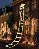 MILFECH 3M LED Weihnachtsmann Leiter Lichterkette LED Weihnachtsbeleuchtung, 8 Modi Weihnachtsdeko-Lichter für den Außenbereich Für drinnen und draußen, Fenster, Garten, Haus (Stern)