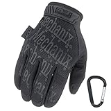 Mechanix WEAR ORIGINAL Einsatz-Handschuhe, atmungsaktiv & abriebfest + Gear-Karabiner, Original Glove in Schwarz, Coyote, Multicam/Größe S, M, L, XL (S, Schwarz/Covert)